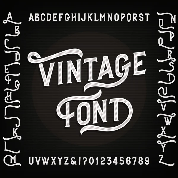 Vintage αλφάβητο γραμματοσειρά με αναπληρωτές. Γράμματα, αριθμούς και σύμβολα. — Διανυσματικό Αρχείο