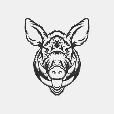 Wild boar head logo or icon in one color clipart