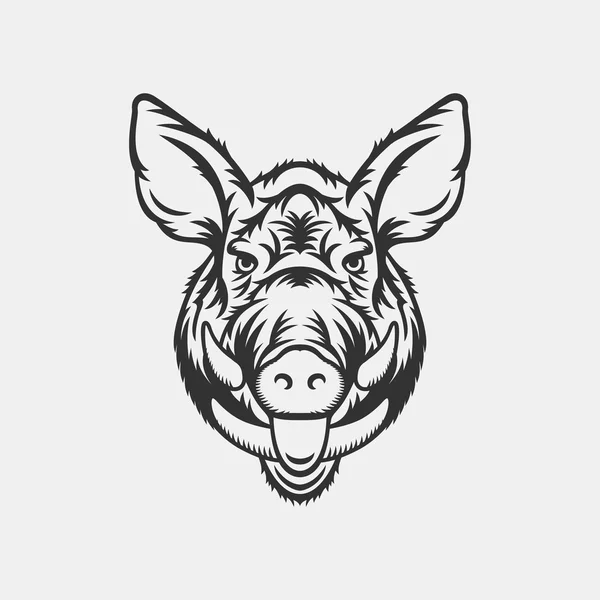 Wild boar head logo or icon in one color — Stock Vector
