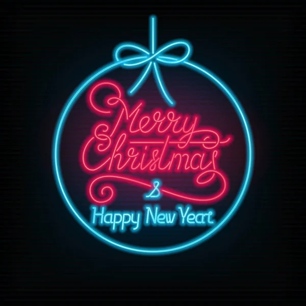 Feliz Navidad y Feliz Año Nuevo Lettering . — Vector de stock