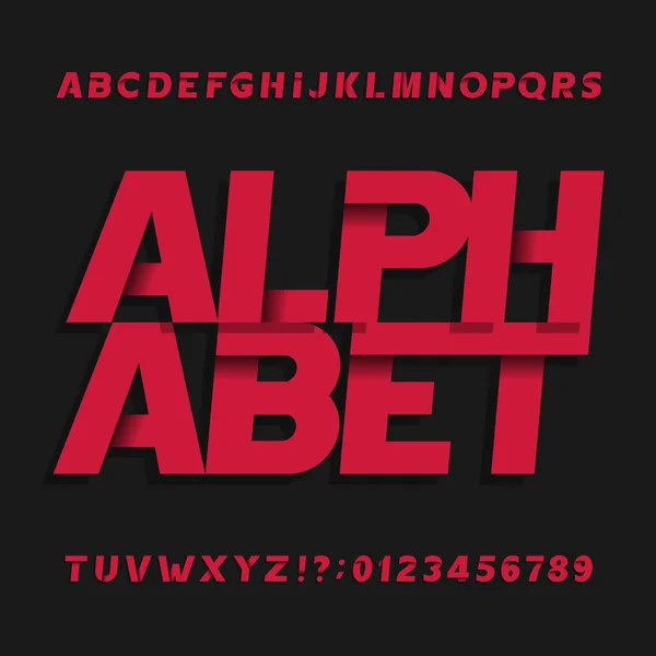 Dekorative Alphabet-Vektorschrift. Schräge Buchstaben, Symbole und Zahlen. — Stockvektor