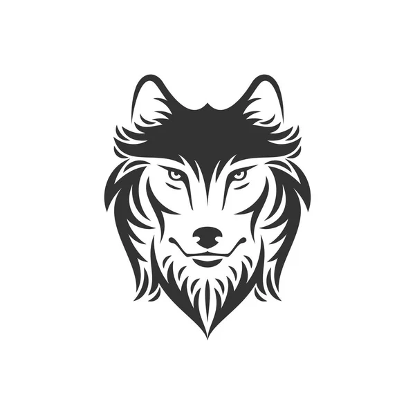 Logo ou icône de tête de chien ou de loup dans une seule couleur — Image vectorielle