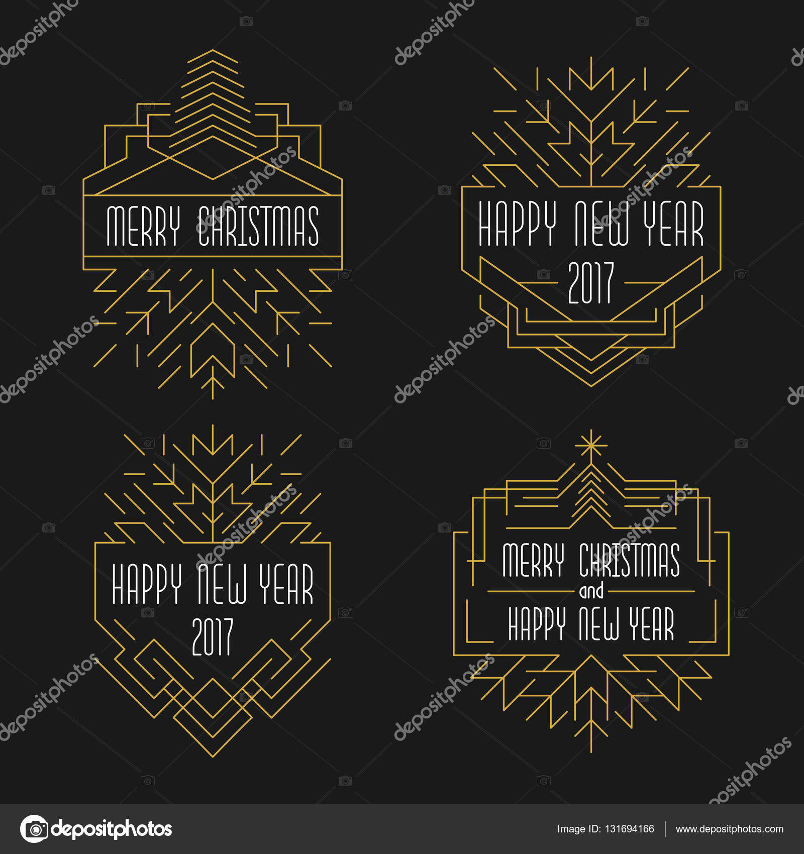 Texte de joyeux Noël et bonne année. Insignes de style art