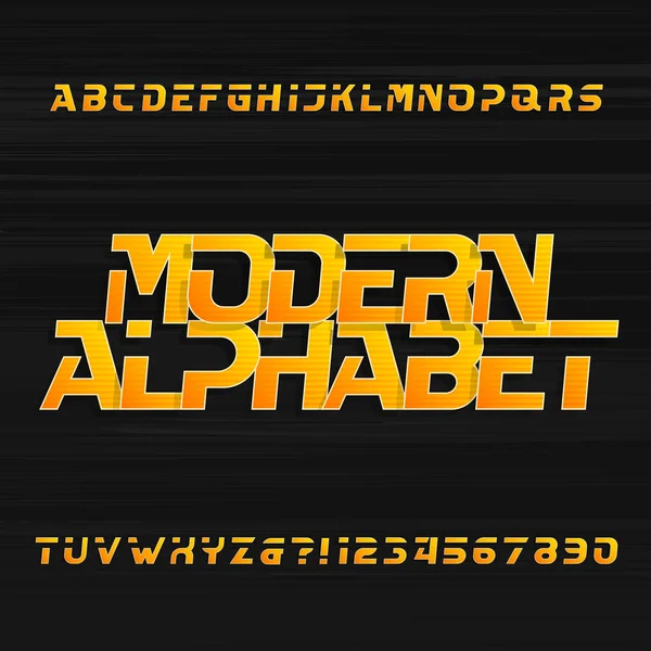 Moderne Alphabet-Vektorschrift. schräge Buchstaben und Zahlen. — Stockvektor
