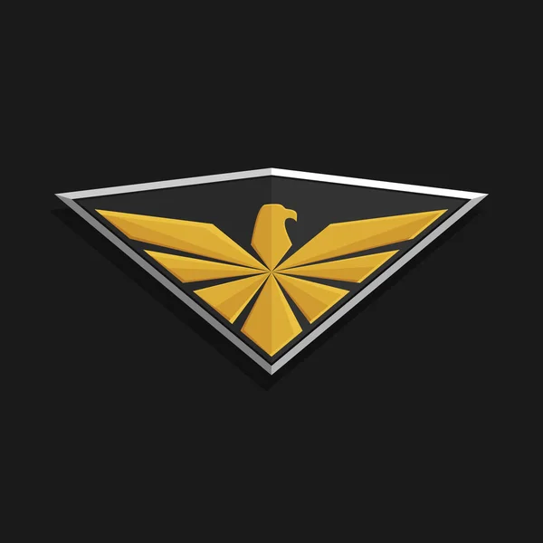 Diseño del icono del logotipo del águila. Águila estilizada extiende sus alas sobre un escudo . — Vector de stock