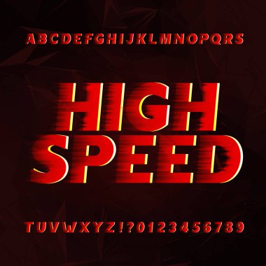 Hız alfabe vektör yazı tipi. Efekt Türü harf ve rakam bir arka plan üzerinde Rüzgar.