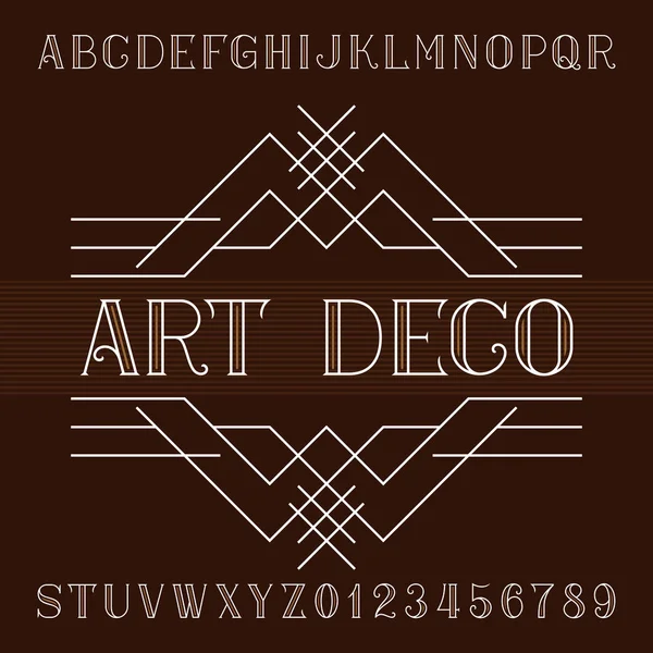 Art deco alfabeto fonte vetorial em estilo esboço. Serif digite letras e números . —  Vetores de Stock