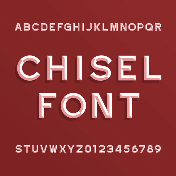 Chisel Alphabet Vector Font. Tipo letras y números . — Vector de stock