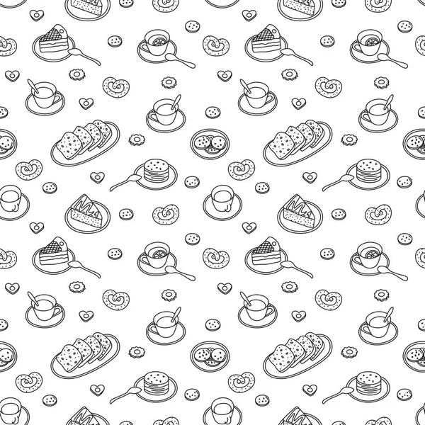 茶叶、 糖果、 面包店的无缝背景 — 图库矢量图片