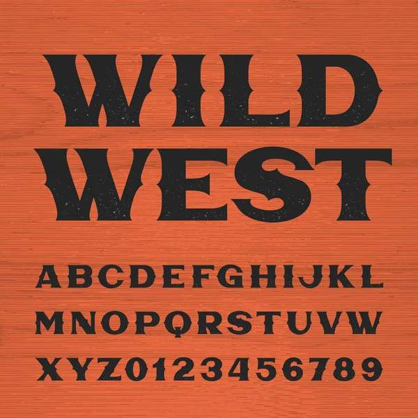 Wildwest-Schrift. Alphabet im Vintage-Stil. — Stockvektor