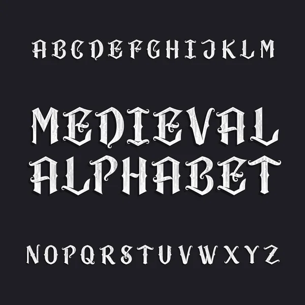 Old medieval alphabet vector font — Stock Vector