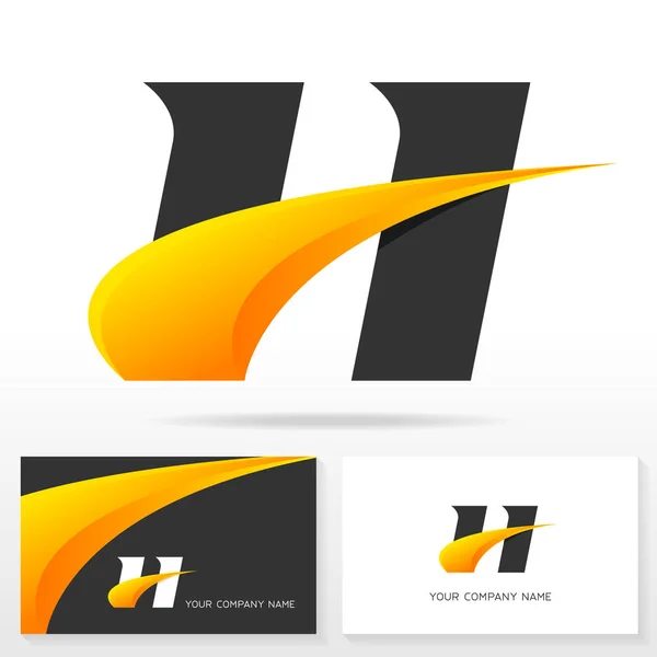H harfi logo tasarım ve kartvizit şablonları — Stok Vektör