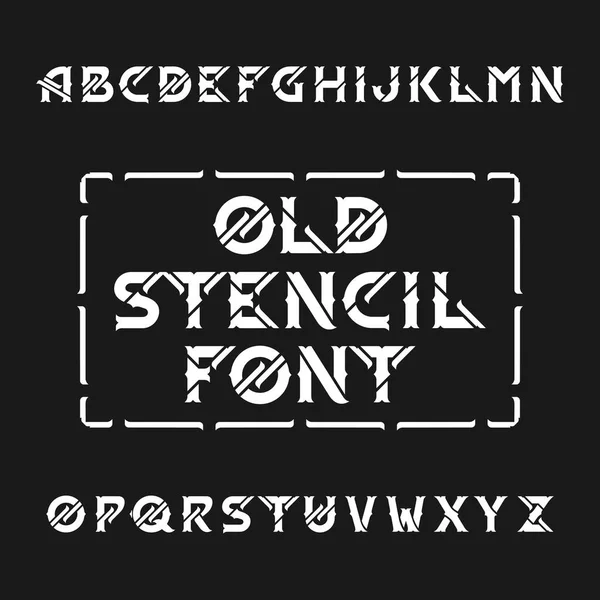Carattere vettoriale vecchio alfabeto stencil — Vettoriale Stock