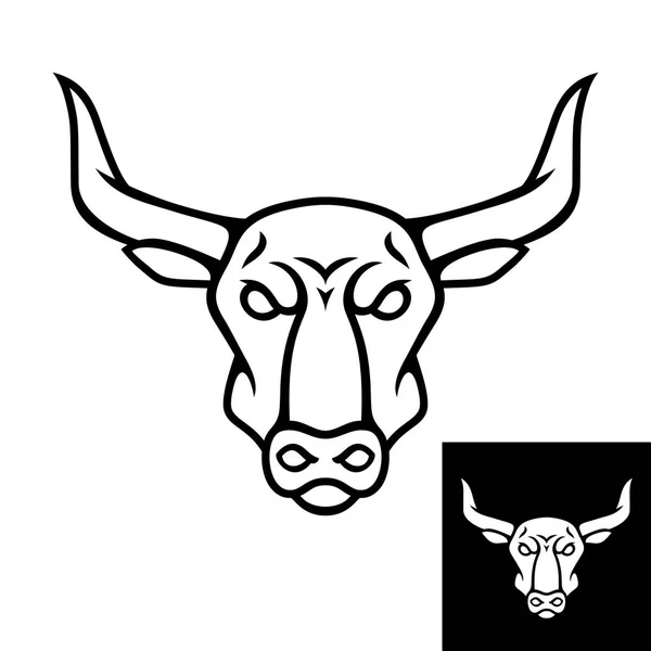 Bull head logo or icon. Black color. — Stock Vector