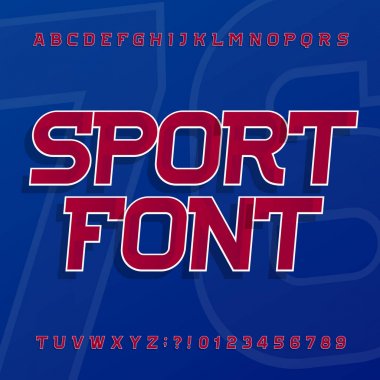 Spor alfabe vektör yazı tipi. Etiketler, başlıklar, afiş veya spor giyim eğik yazı.