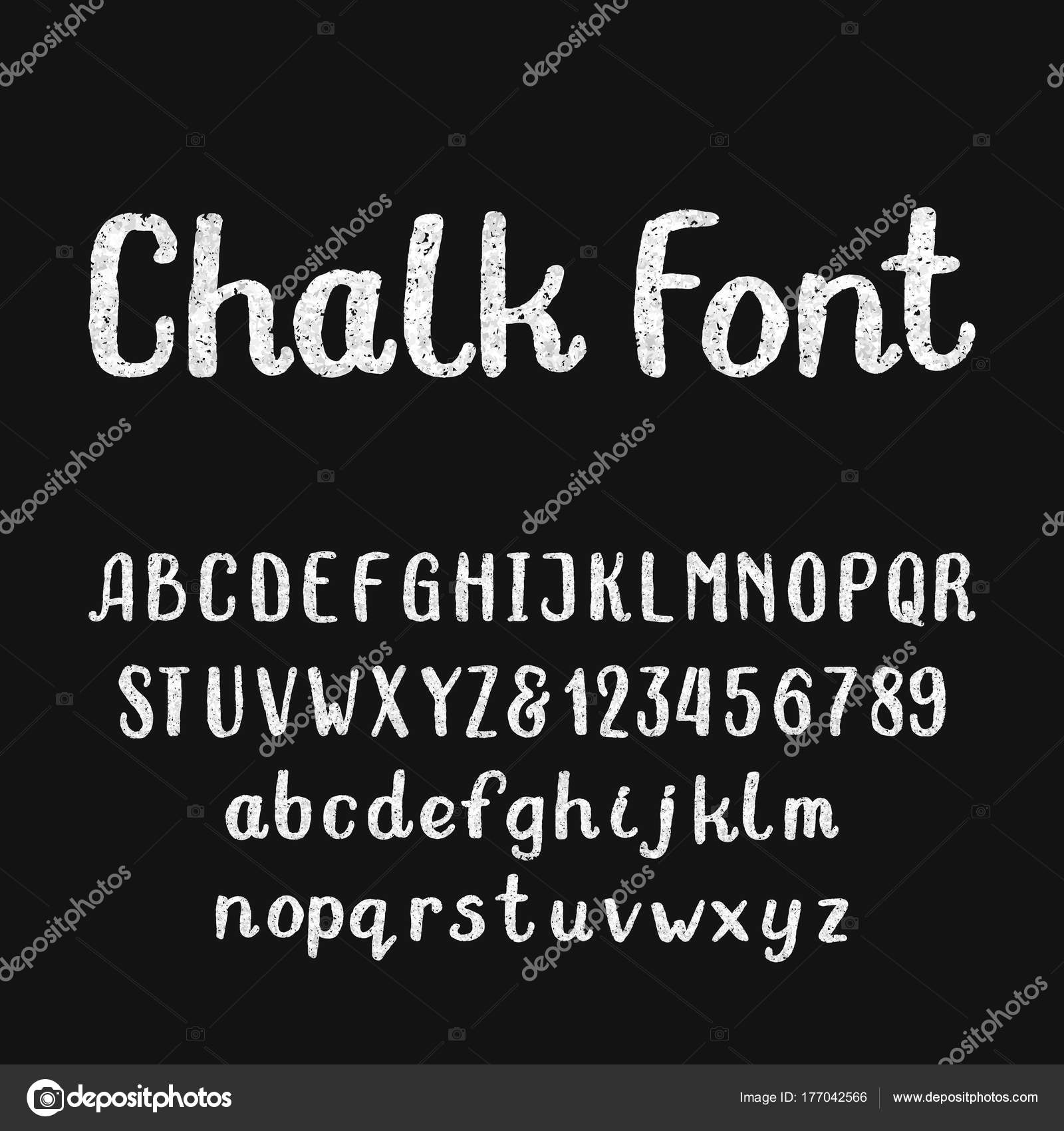 Chalk Hand Lettering Numbers Chalk Alphabet Font Hand Drawn Type Letters Numbers Dark Background Stock Vector C Epifantsev 177042566