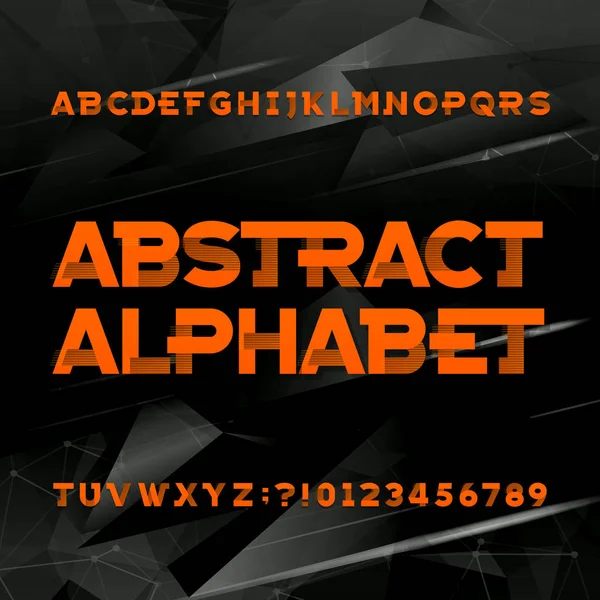 Futuristische Alfabet Lettertype Typ Letters Cijfers Abstracte Donkere Achtergrond Vector — Stockvector