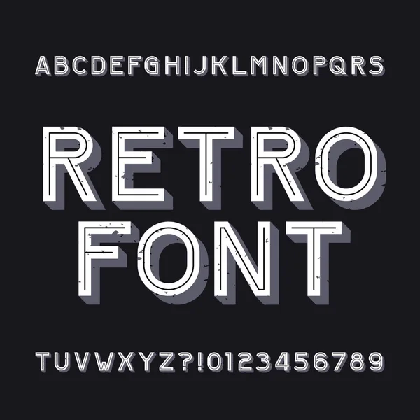 Retro Alfabetet Teckensnitt Rough Vintage Typsnitt Skriv Bokstäver Och Siffror — Stock vektor