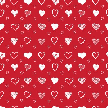 El çizilen kalpler seamless modeli. Sevgililer günü vektör arka plan.