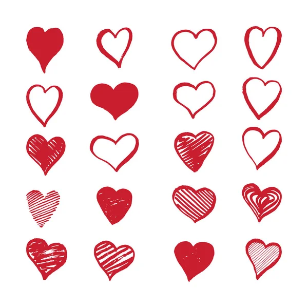 Hand Drawn Hearts White Background Valentine Day Vector Set — Stock Vector