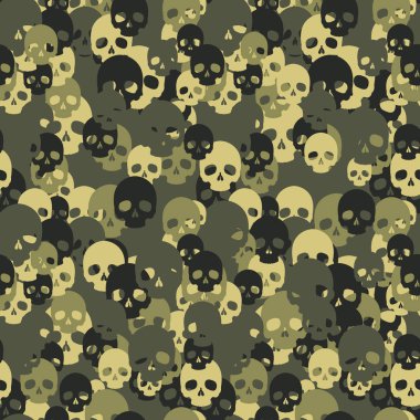 Kafatası camo seamless modeli. Yeşil kamuflaj. Tasarımınız için vektör arka plan.