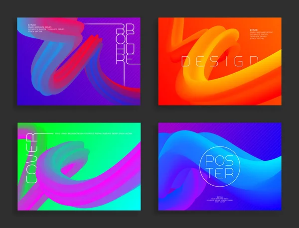 モダンなポスター テンプレート 抽象的なベクトル カラフルな液体の形状と明るい背景 カバー パンフレット チラシの未来的なデザイン — ストックベクタ
