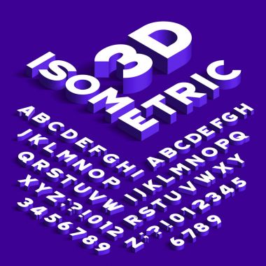 İzometrik alfabe yazı tipi. 3D etkisi harfler, sayõlar ve semboller gölgeler. Hisse senedi vektör yazı herhangi bir tipografi tasarım için.