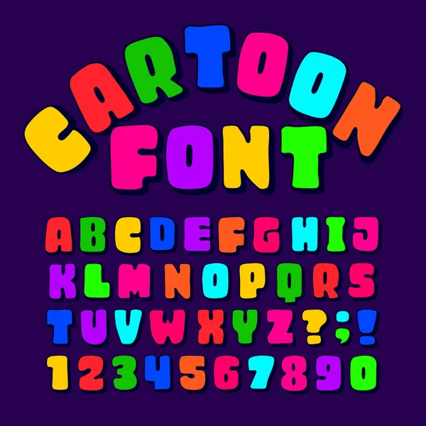 Fuente Cartoon Alphabet Niños Letras Divertidas Números Símbolos Tipo Vector — Vector de stock