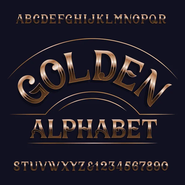 Golden Alphabet Font Retro Ornate Letters Stock Vector Typeset Your — Stock Vector