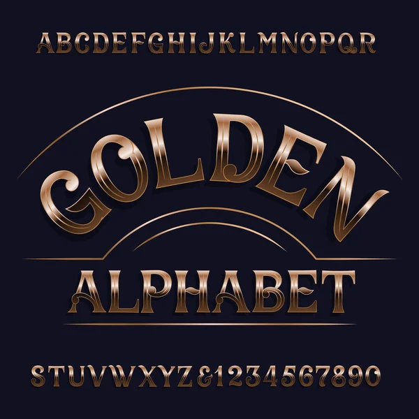 Goldene Schrift Retro Verzierte Buchstaben Standardvektorsatz Für Ihr Design — Stockvektor