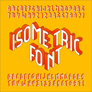 İzometrik alfabe yazı tipi. harfler, sayõlar ve semboller anahat 3D efekti. Hisse senedi vektör herhangi bir tipografi tasarım için yazı kümesi.