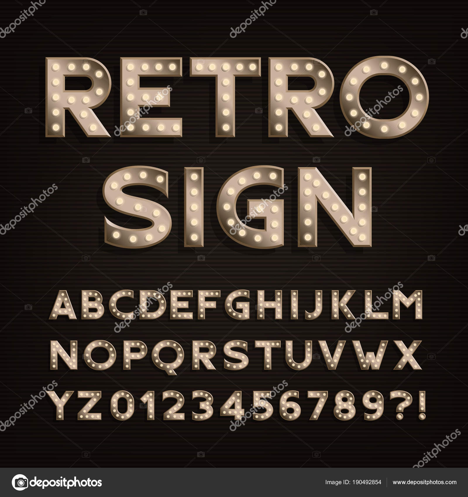 Letras Para Letreros Vintage Alfabeto Muestra Retro Bombilla Luz
