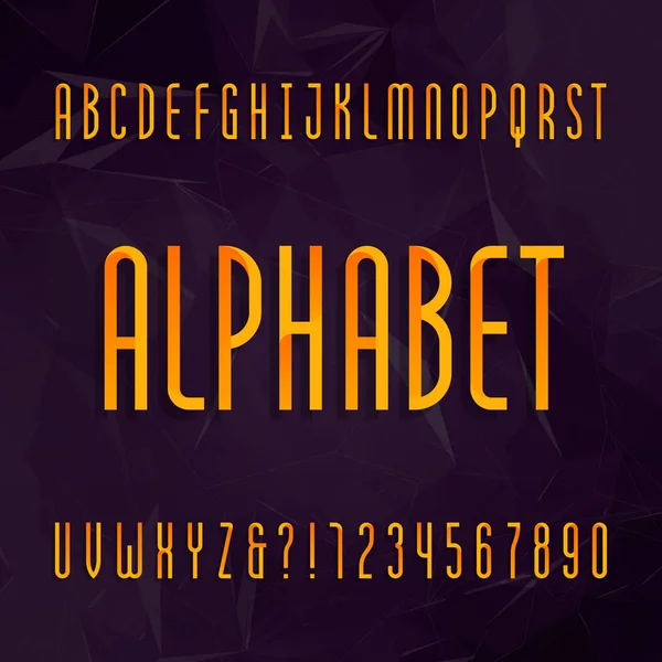 Abstract Alphabet Typeface Thin Type Letters Numbers Dark Geometric Background — Stock Vector