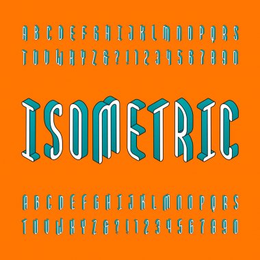 İzometrik alfabe yazı tipi. TD etkisi anahat harfler ve sayılar. Hisse senedi vektör tipografi tasarımınız için.
