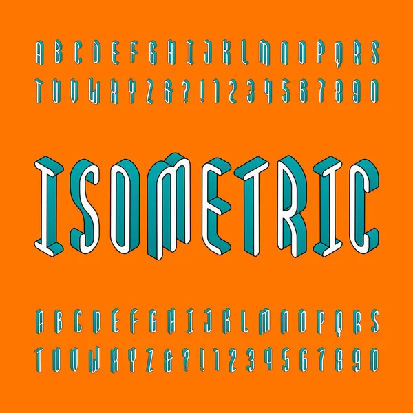 Isometric Alphabet Font Effect Outline Letters Numbers Stock Vector Typography — Stock Vector