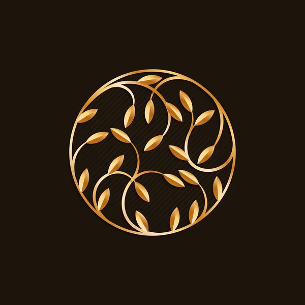 Emblema Ornamento Vector Floral Elemento Dorado Adornado Para Decoración Invitaciones — Vector de stock