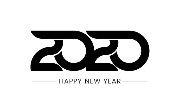 2020 Design Logotipo Feliz Ano Novo Isolado Fundo Branco Modelo — Vetor de Stock