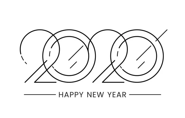 2020 Design Logotipo Estilo Linha Feliz Ano Novo Isolado Fundo — Vetor de Stock