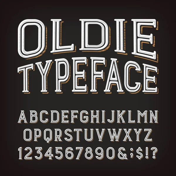 Oldie Alfabet Lettertype Gekraakte Vintage Letters Cijfers Symbolen Vector Typescript — Stockvector