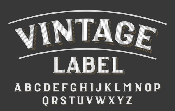 Vintage Label Alfabeto Fuente Letras Vintage Texturizadas Tipo Letra Vectorial — Vector de stock