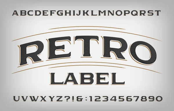 Czcionka Alfabetu Retro Label Teksturowane Stare Listy Pismo Wektorowe Projektu — Wektor stockowy