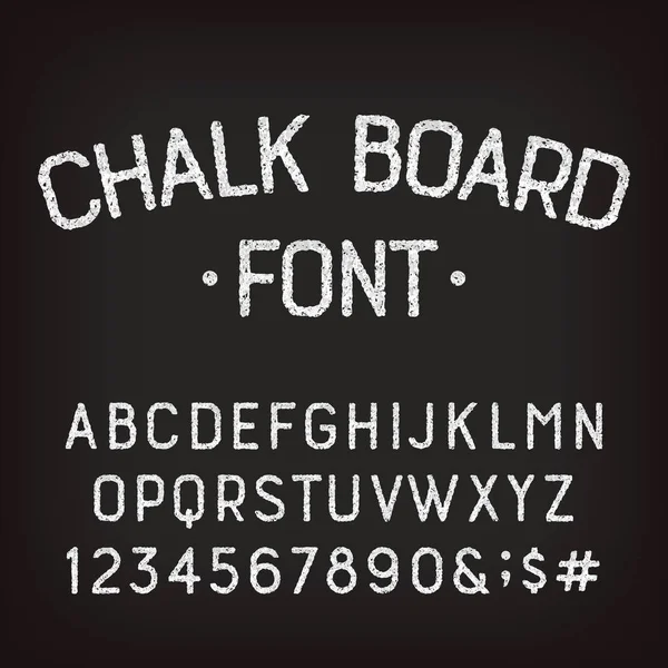 Chalk Board Fonte Alfabeto Mão Desenhado Letras Retro Maiúsculas Números —  Vetores de Stock