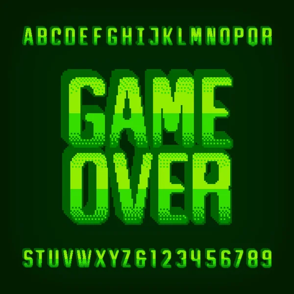 Game Alphabet Font Pixel Letters Numbers Symbols Retro 80S Arcade — 스톡 벡터