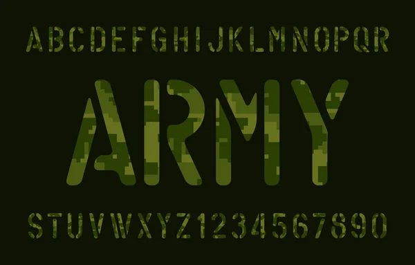 Army Alphabet Font Damaged Stencil Letters Numbers Camo Background Vector  Stock Vector by ©Epifantsev 346464928