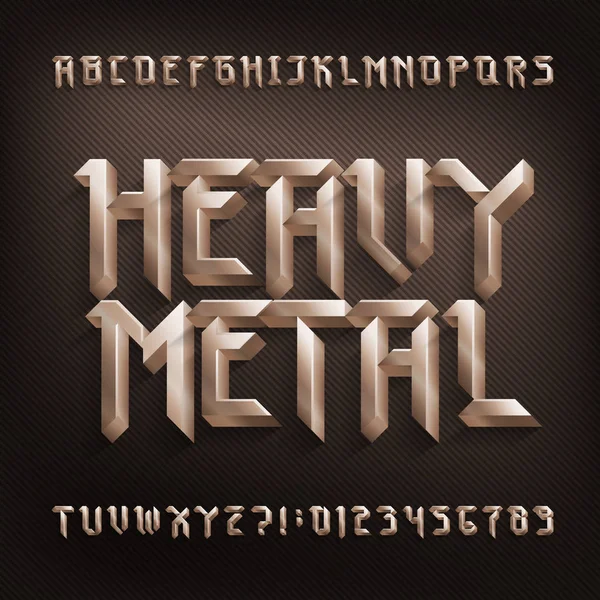 Heavy Metal Betűtípus Arany Színű Metszett Betűk Számok Stock Vektor — Stock Vector