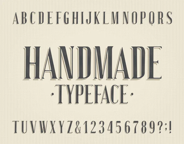 Handgemaakte Alfabet Lettertype Vintage Letters Cijfers Voorraad Vector Lettertype Voor — Stockvector