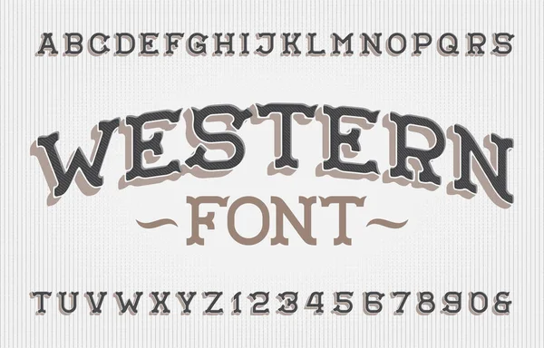 Westers Alfabet Lettertype Retro Letters Nummers Voorraad Vector Typescript Voor — Stockvector