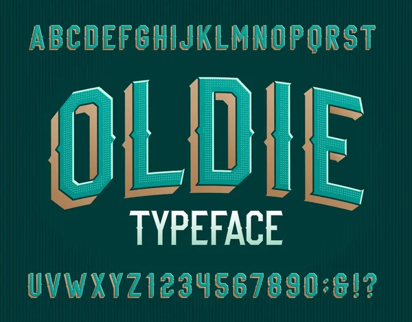 Oldie Alfabet Lettertype Retro Letters Nummers Vector Typescript Voor Typografie — Stockvector