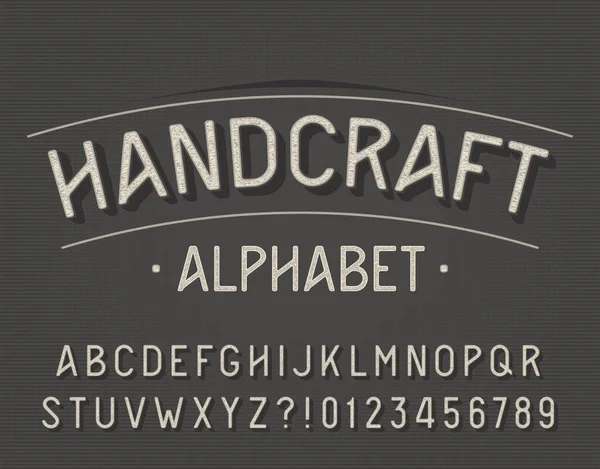 Fonte Alfabeto Artesanal Letras Números Retrô Vintage Vetor Typescript Para — Vetor de Stock