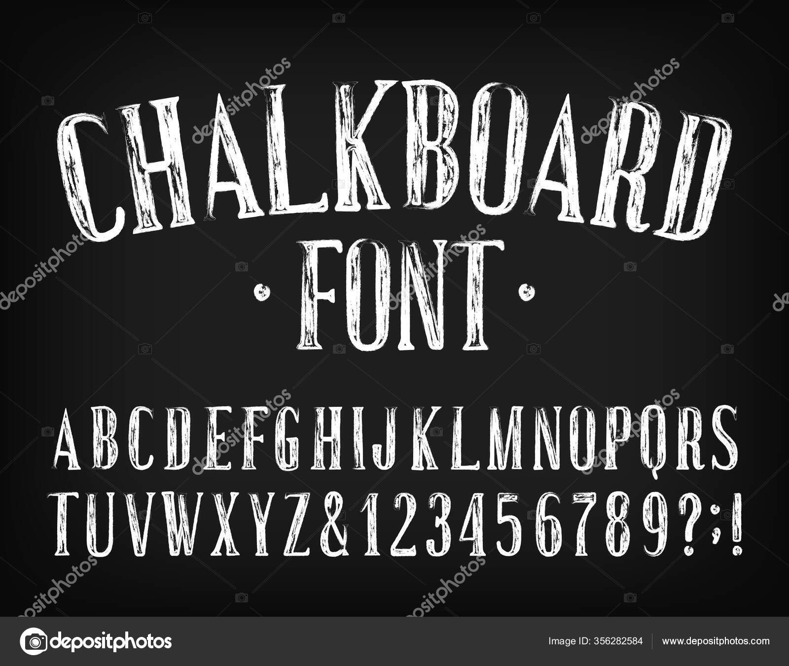 Chalkboard Alphabet Font Hand Drawn Serif Letters Numbers Symbols Stock  Stock Vector by ©Epifantsev 356282584